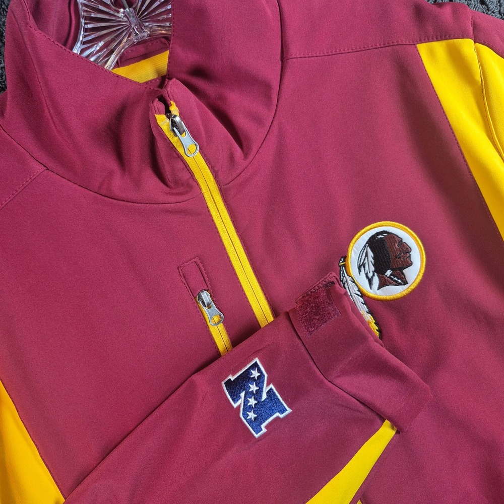 NFL Washington Redskins Jacket Mens Large Burgundy Gold Softshell Full Zip Logo